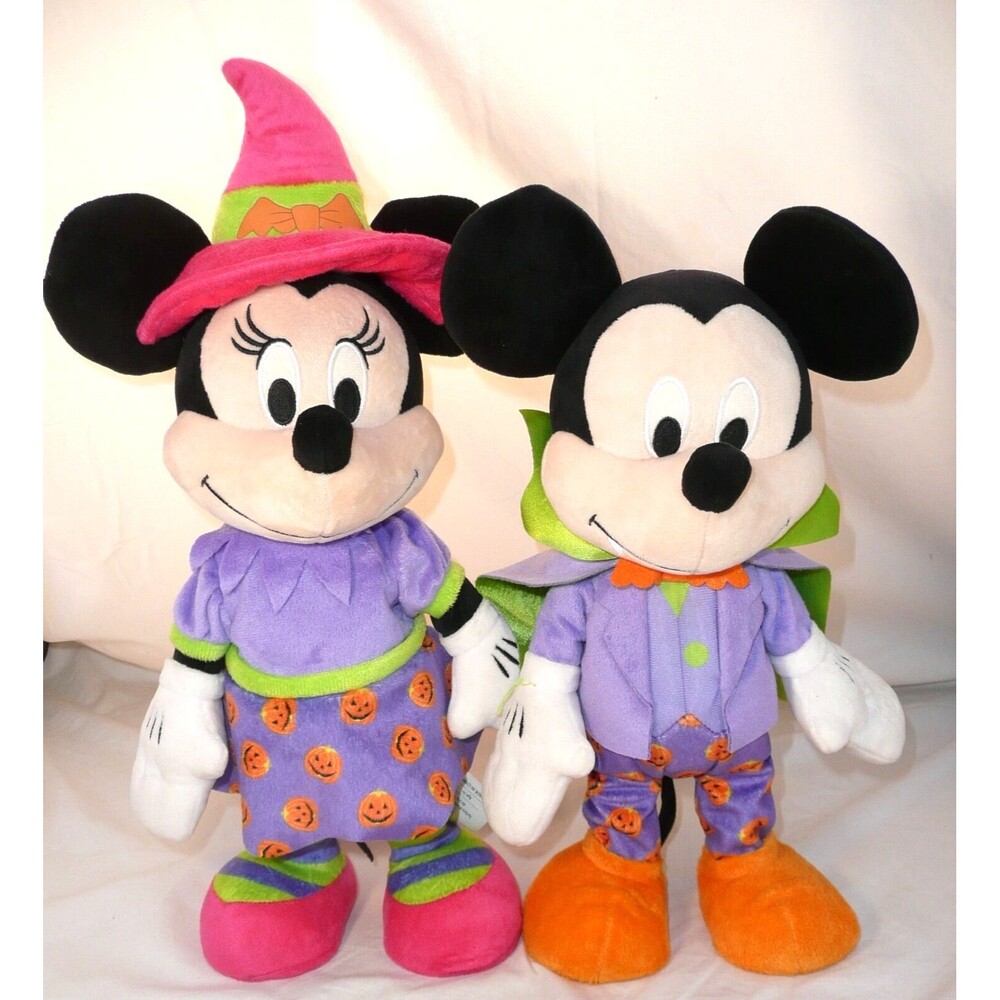 Disney Mickey Minnie Mouse Halloween Dancing Vampire Witch Musical Plush Working
